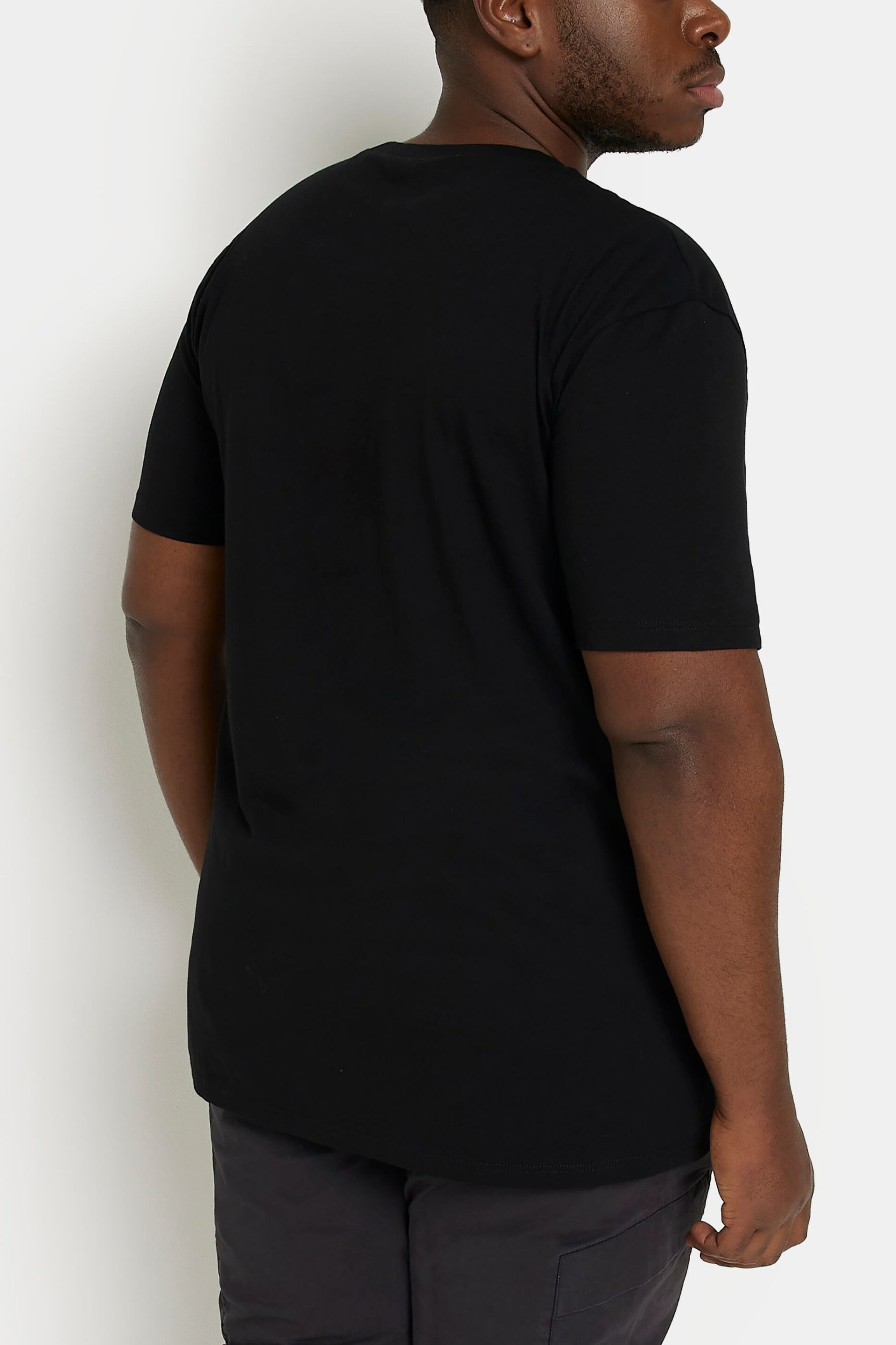 River Island Black Big & Tall Slim Fit T-Shirt - Image 2 of 4