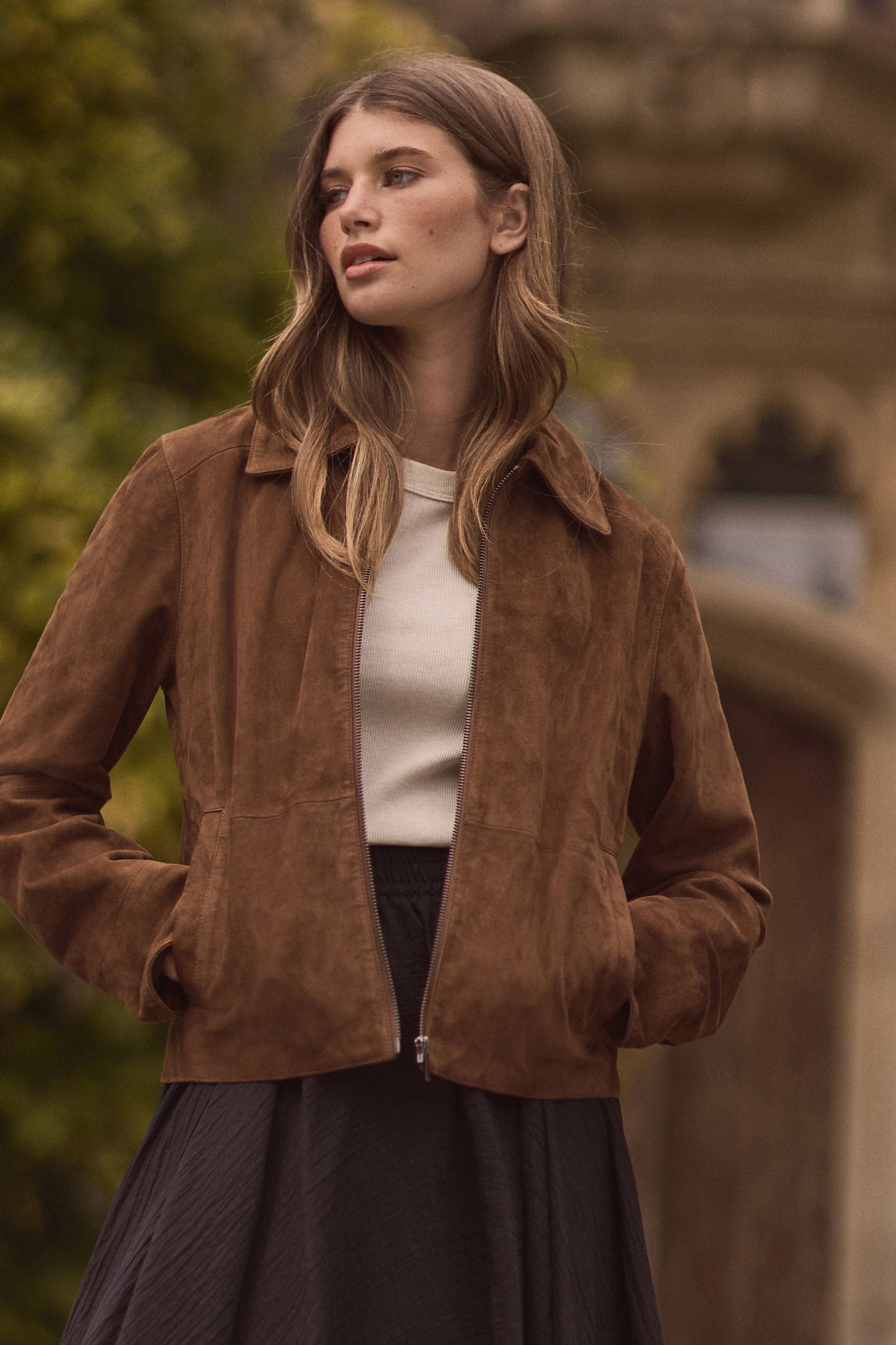 Cropped suede jacket sale
