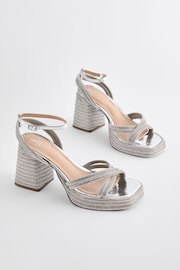 Silver Forever Comfort® Jewel Bling Platform Heels - Image 5 of 11