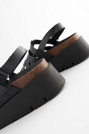 Black Leather Weave Flatform Wedge Sandals - Image 3 of 5