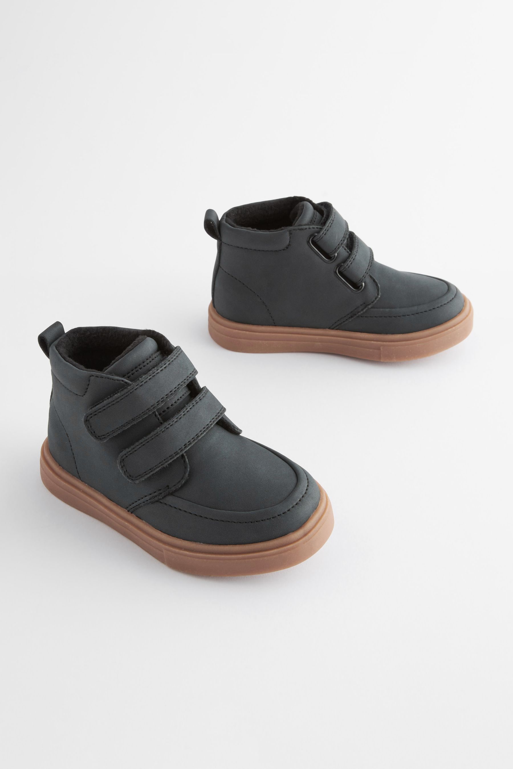 Buy Black with Gum Sole Standard Fit F Warm Lined Touch Fastening Boots from the Next UK online shop