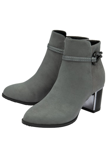 Lotus Grey Leather Ankle Boots