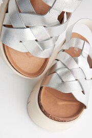 Silver Leather Weave Flatform Wedge Sandals - Image 4 of 5