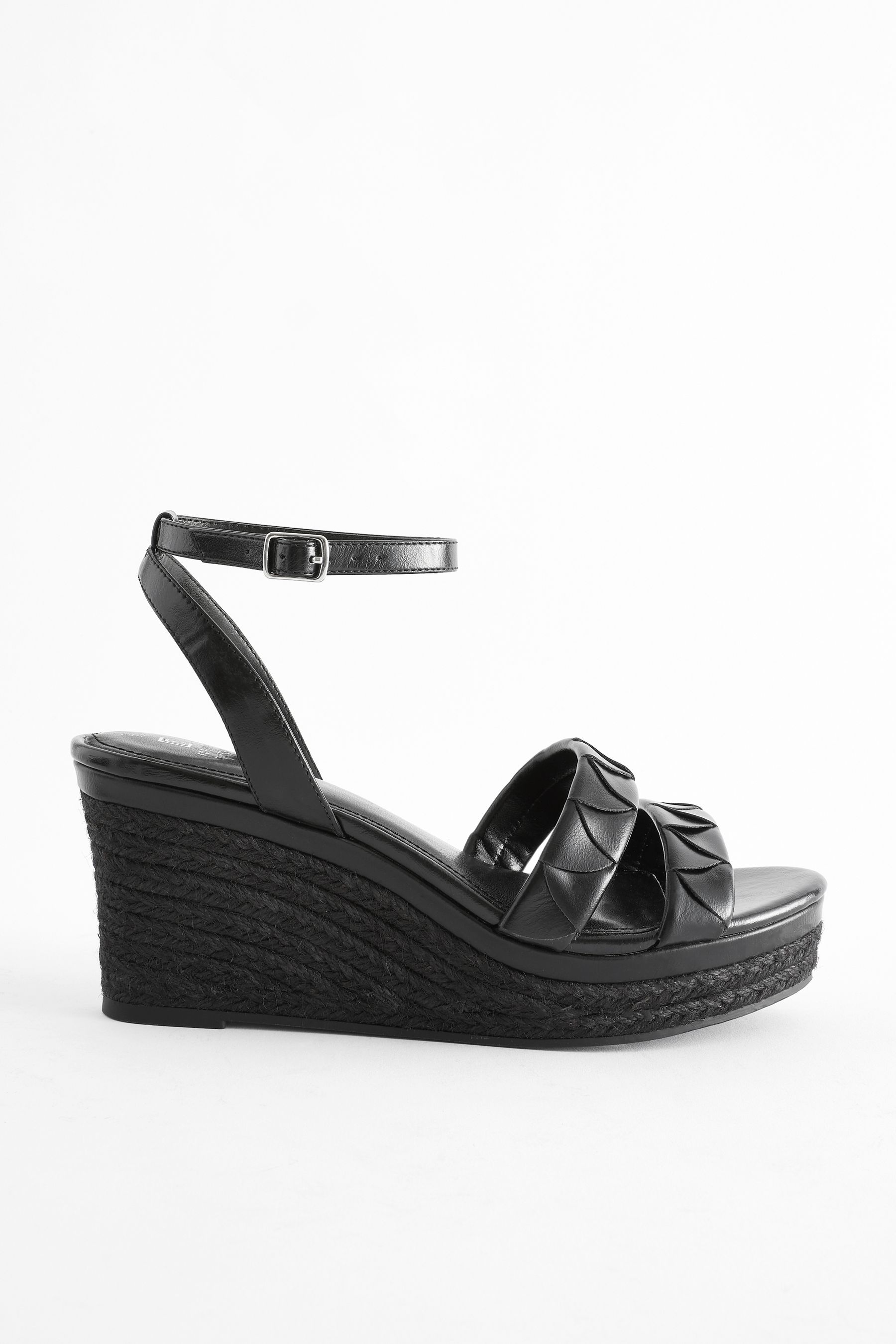 Black wedge wide fit shoes sales