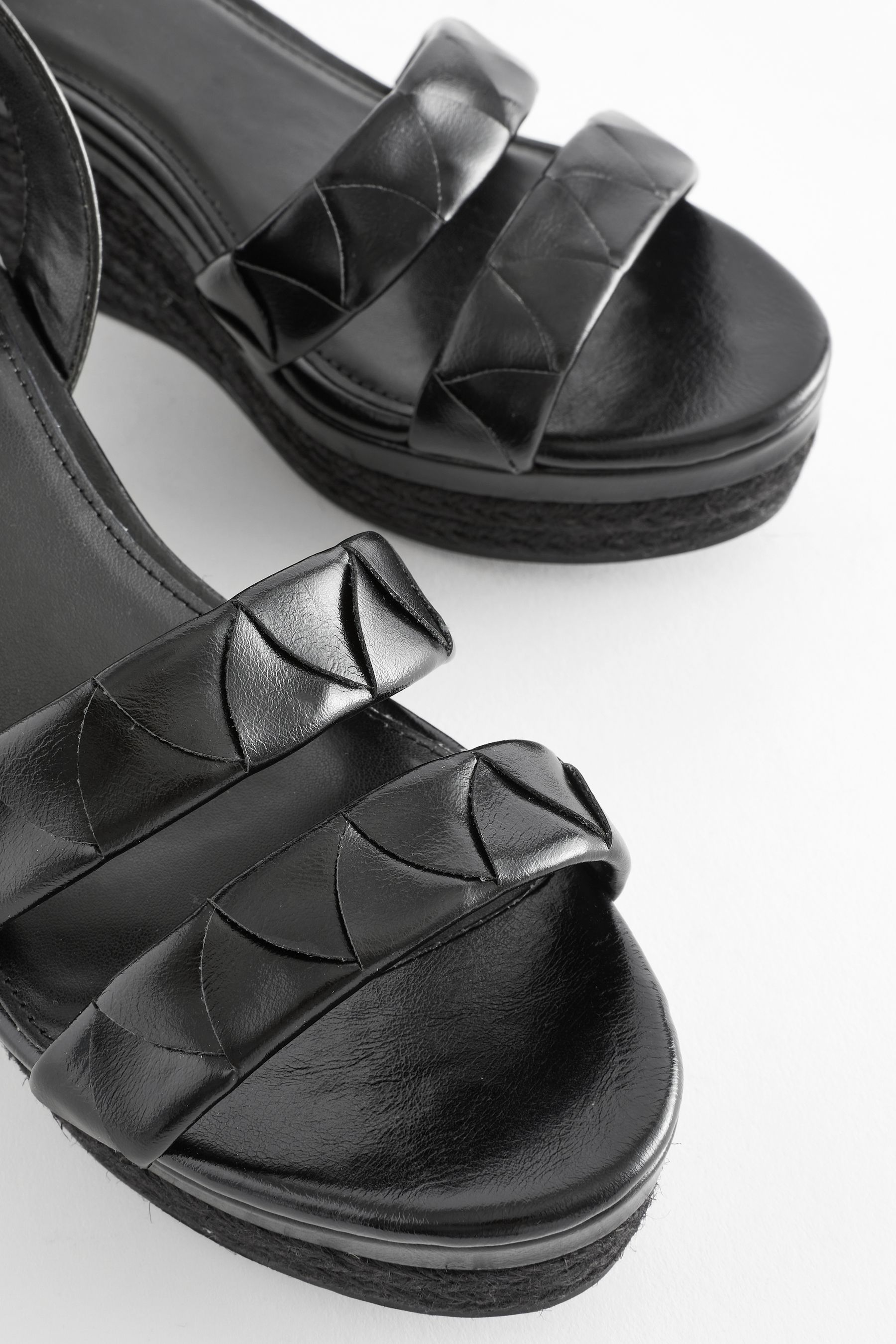 Black Standard Wide Fit Forever Comfort Double Strap Wedges
