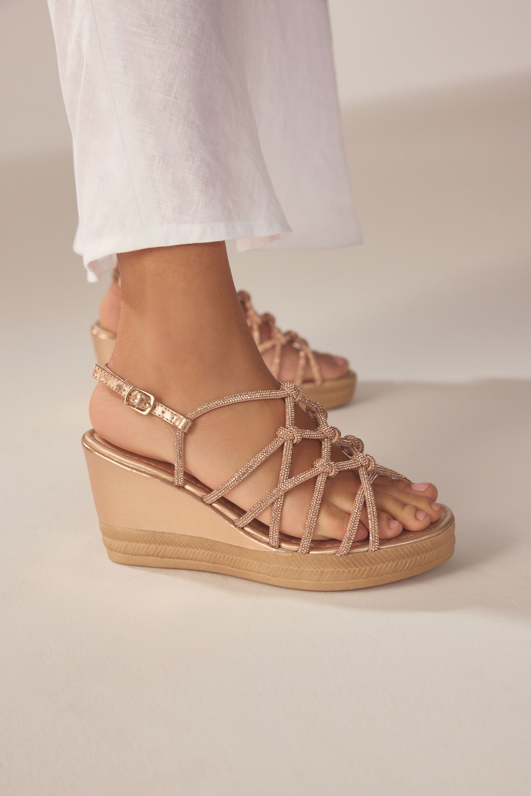 Buy Rose Gold Forever Comfort Jewel Knot Wedges from Next Luxembourg