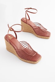 Tan Brown Forever Comfort® Square Toe Espadrille Wedges - Image 4 of 9