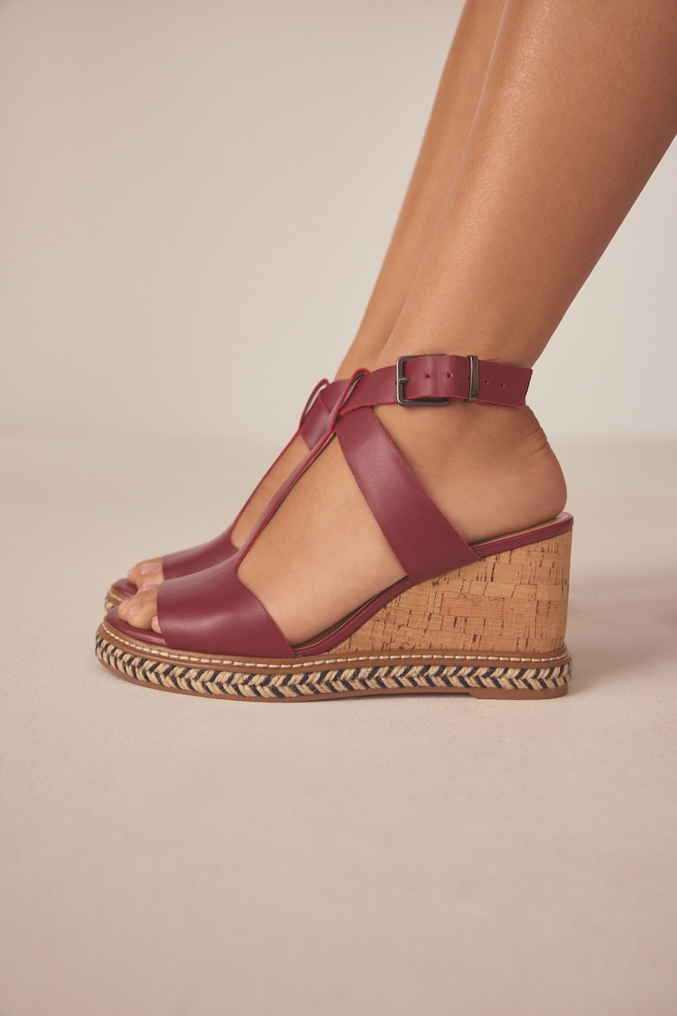 Wine Forever Comfort® Leather T Bar Wedges - Image 1 of 8