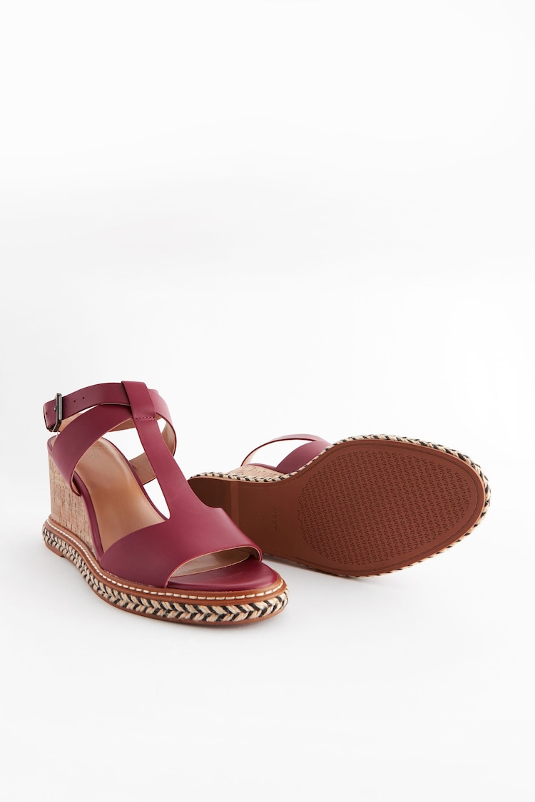 Wine Forever Comfort® Leather T Bar Wedges - Image 8 of 8