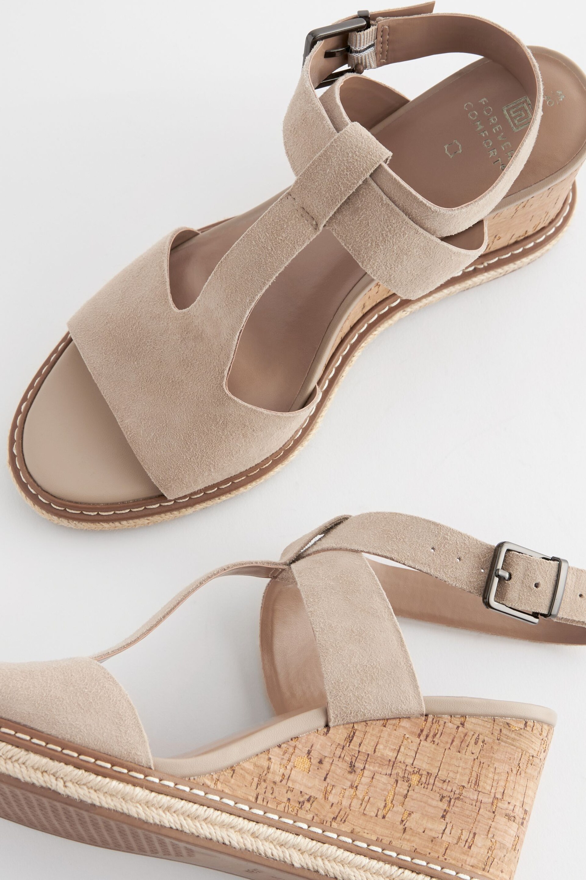 Sand Forever Comfort® Leather T Bar Wedges - Image 4 of 5