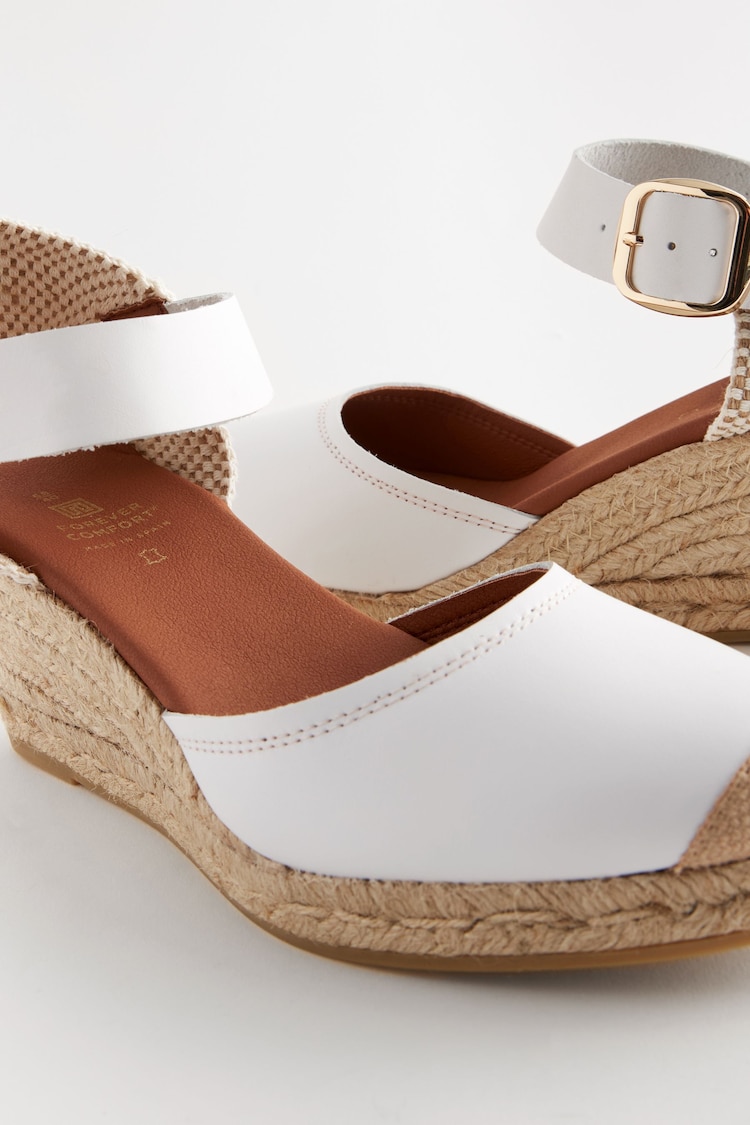 White Forever Comfort® Leather Espadrille Buckle Wedges - Image 5 of 5