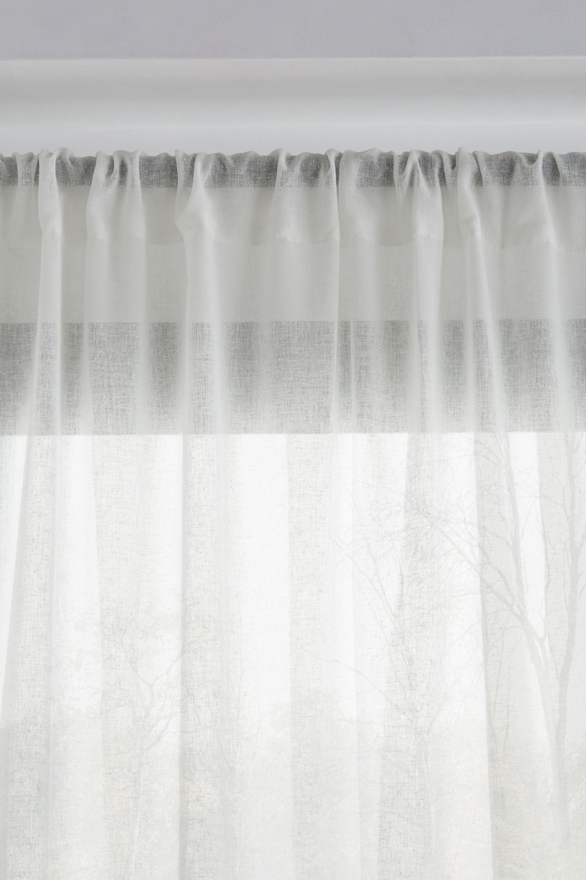 White Linen Look Slot Top Voile Unlined Sheer Panel Curtain - Image 3 of 3