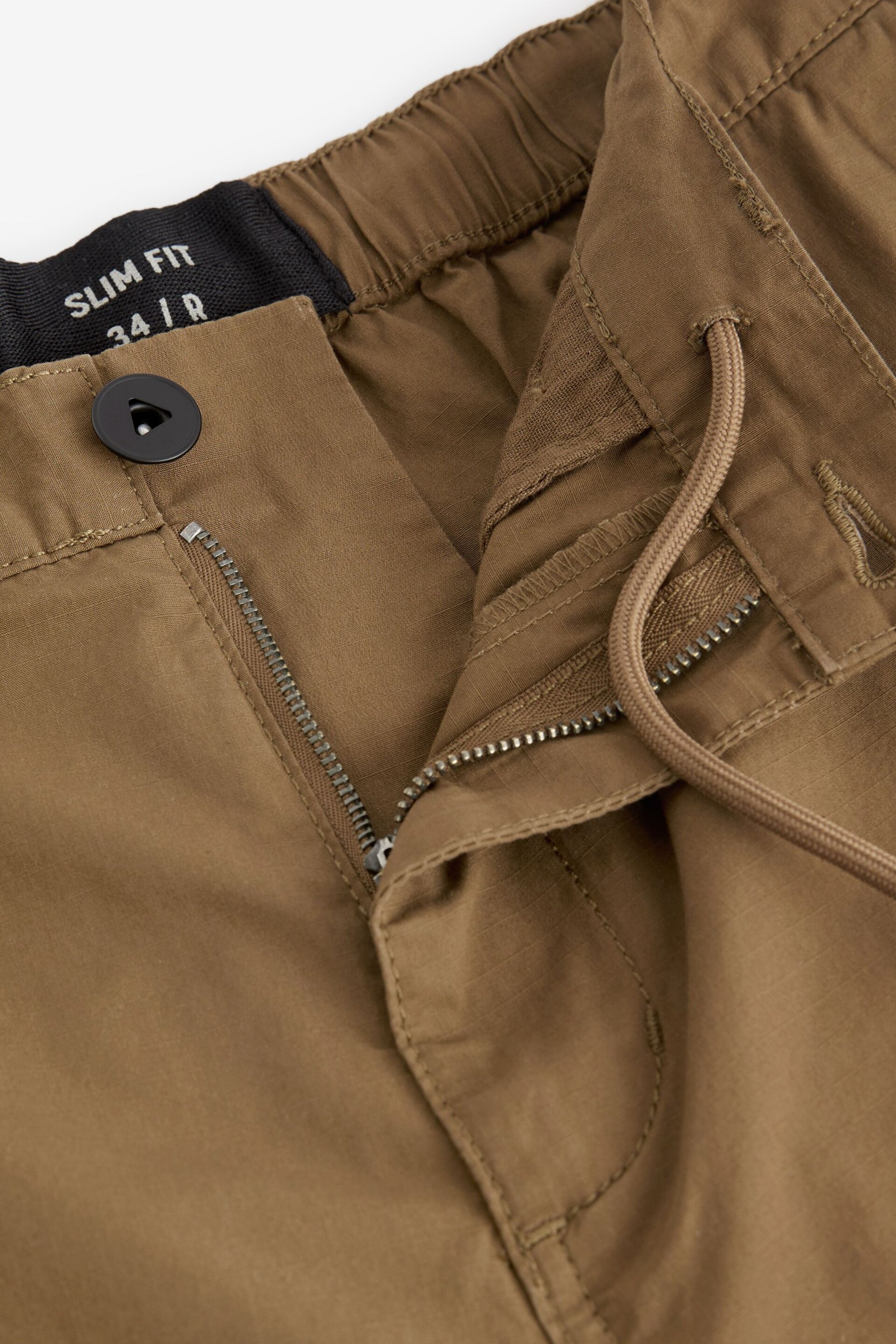 Tan Brown Slim Lightweight Stretch Cargo Utility Trousers - Image 11 of 15