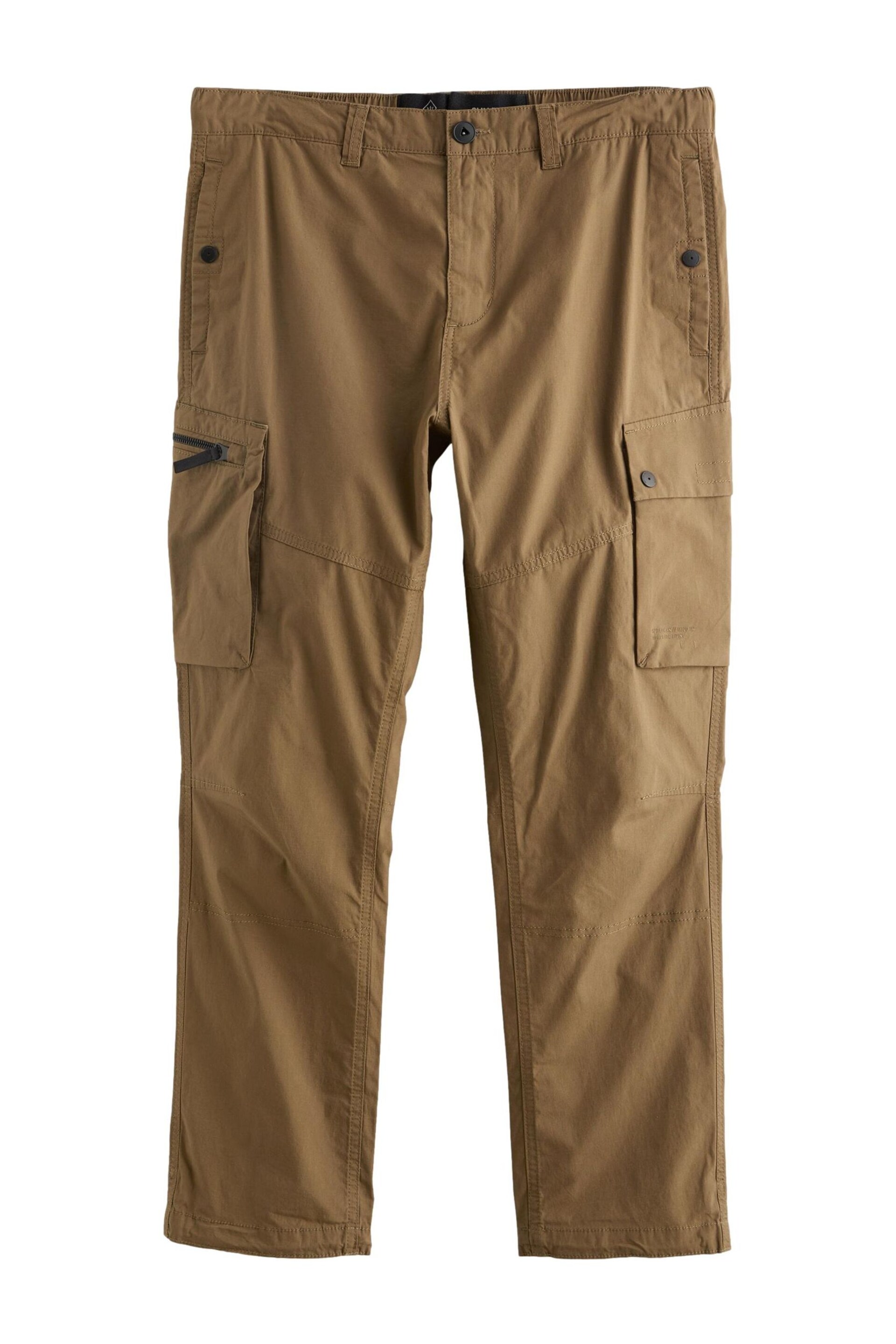 Tan Brown Slim Lightweight Stretch Cargo Utility Trousers - Image 9 of 15