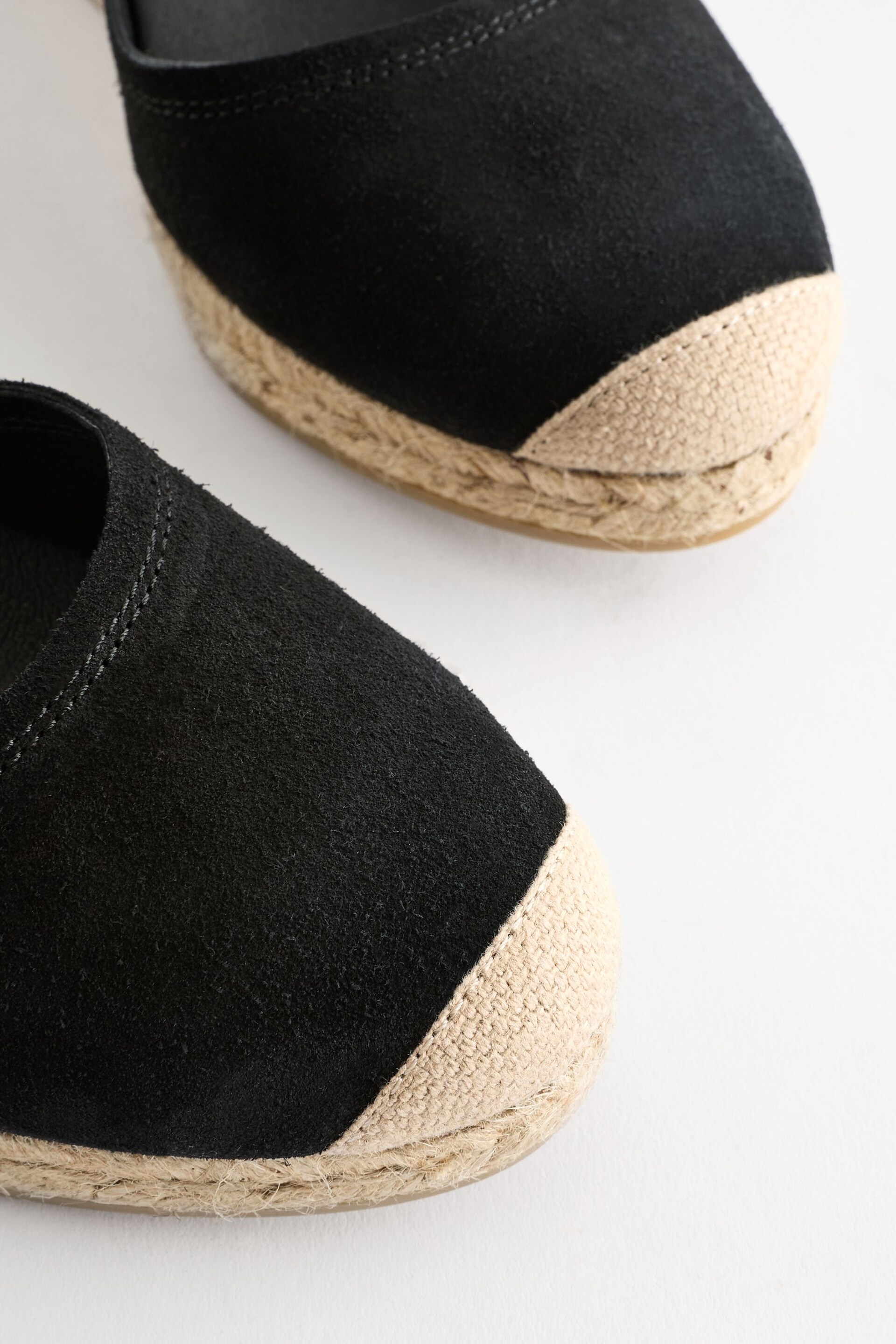 Black Forever Comfort® Leather Espadrille Buckle Wedges - Image 7 of 8