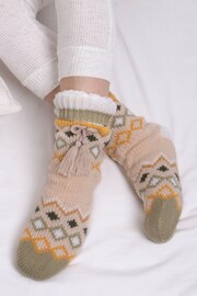 Totes Natural Ladies Fair Isle Slipper Socks - Image 1 of 5
