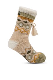 Totes Natural Ladies Fair Isle Slipper Socks - Image 2 of 5