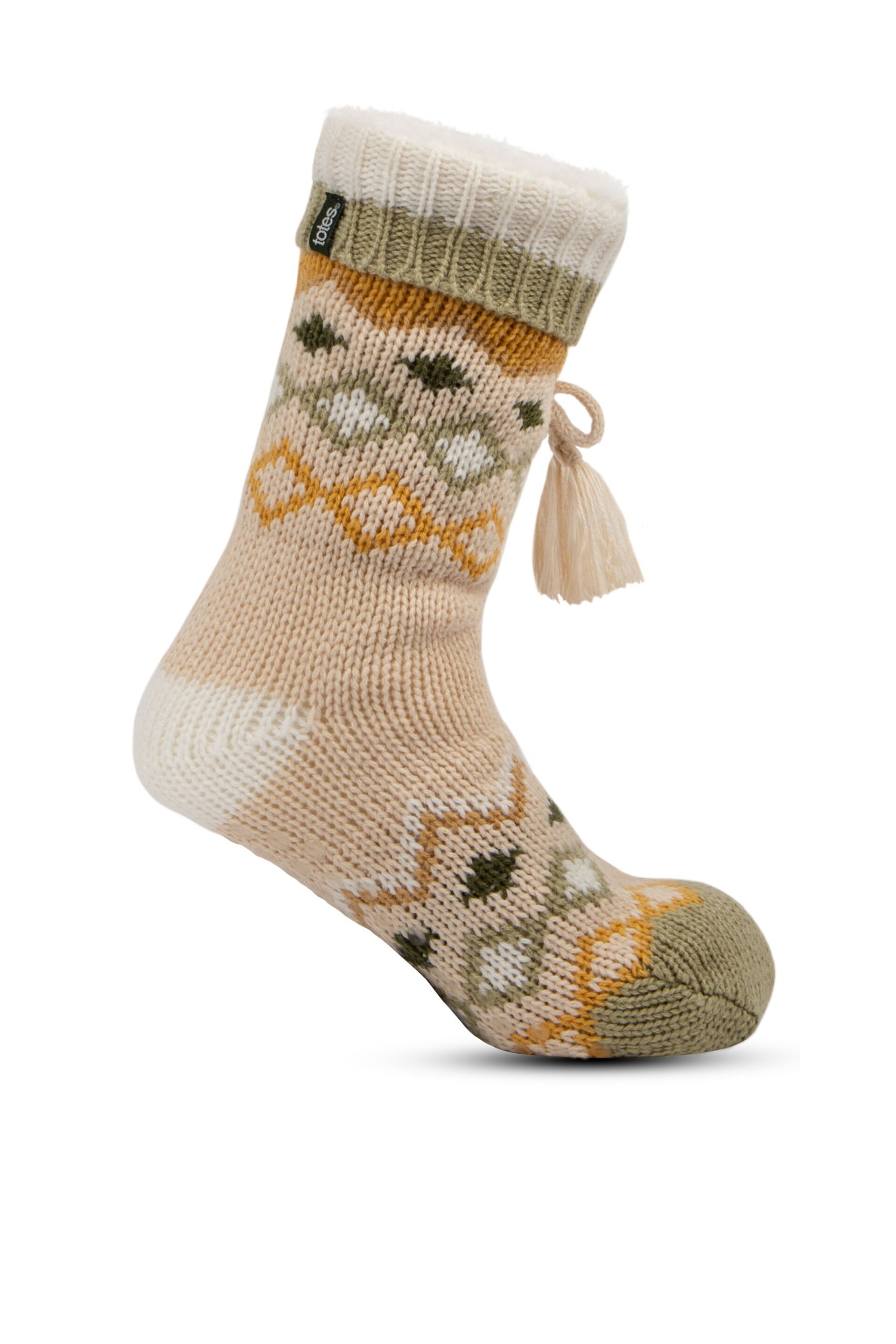Totes Natural Ladies Fair Isle Slipper Socks - Image 2 of 5