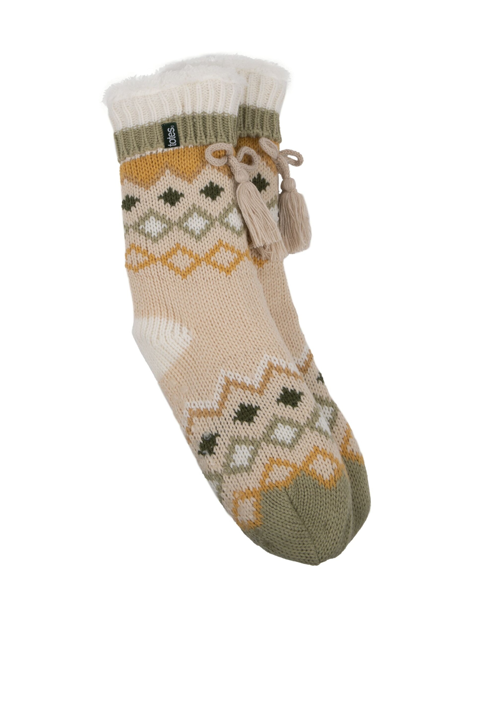 Totes Natural Ladies Fair Isle Slipper Socks - Image 3 of 5