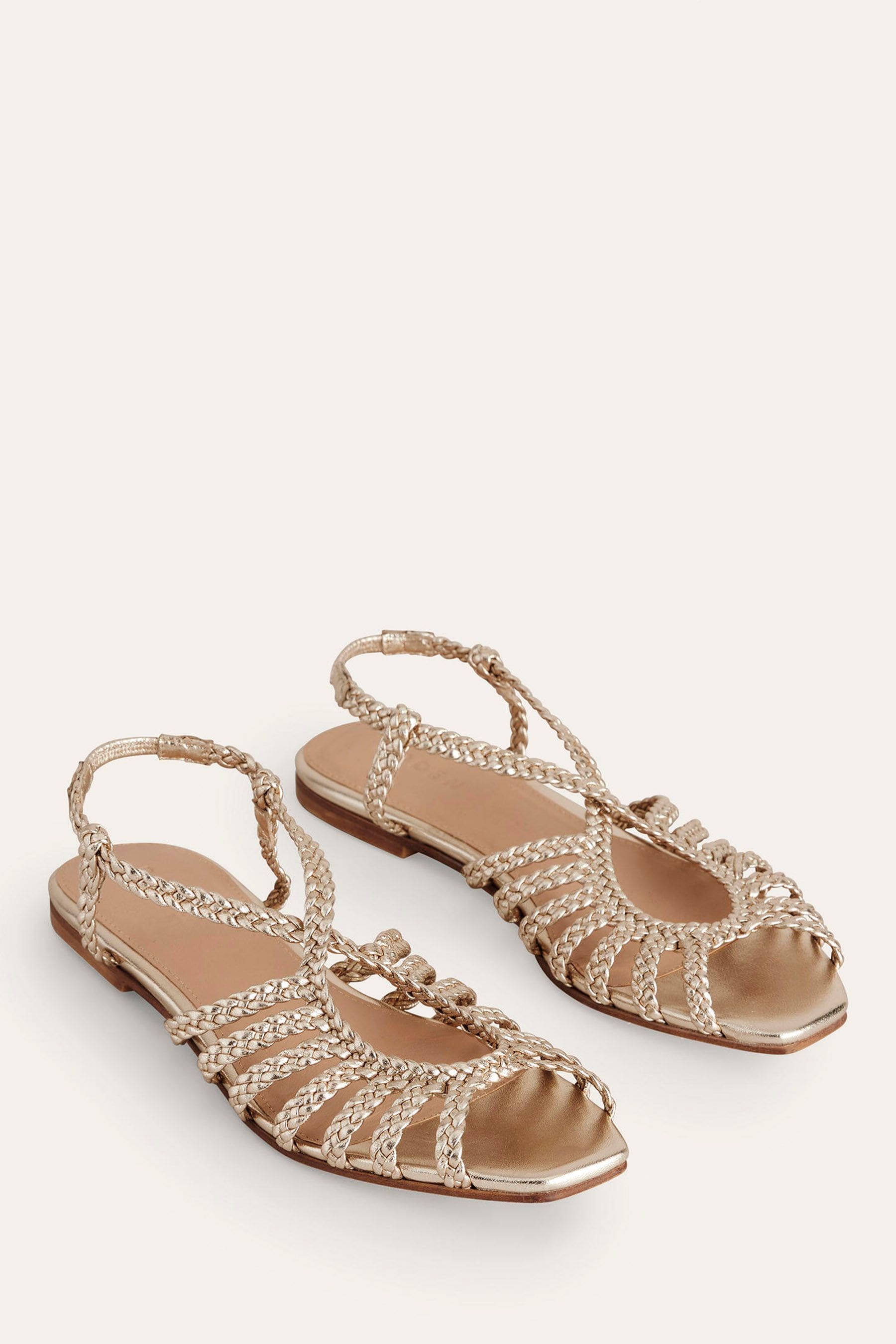 Buy Boden Gold Tone Woven Multi strap Flat Sandals from Next Luxembourg
