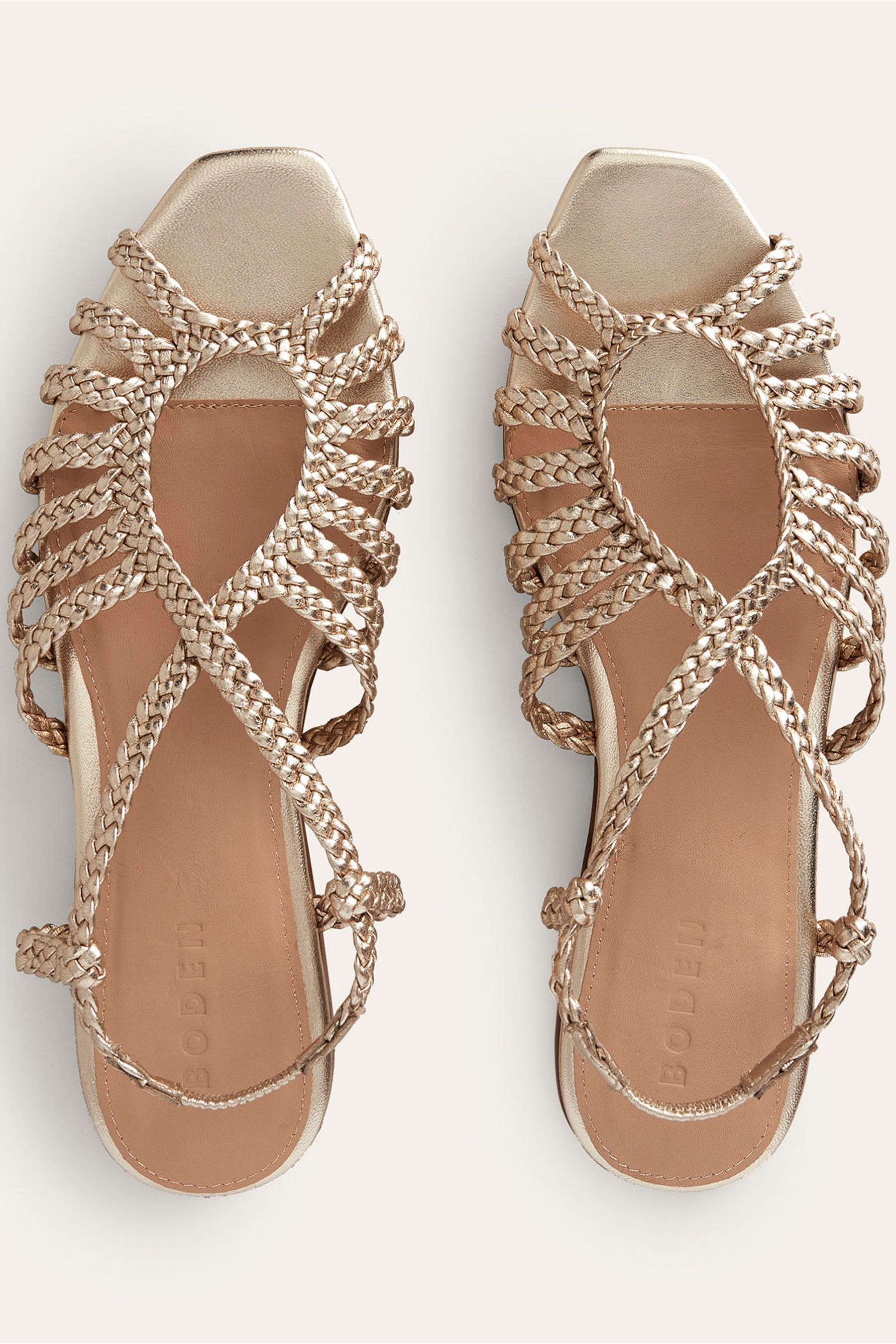 Gold braided sandals discount