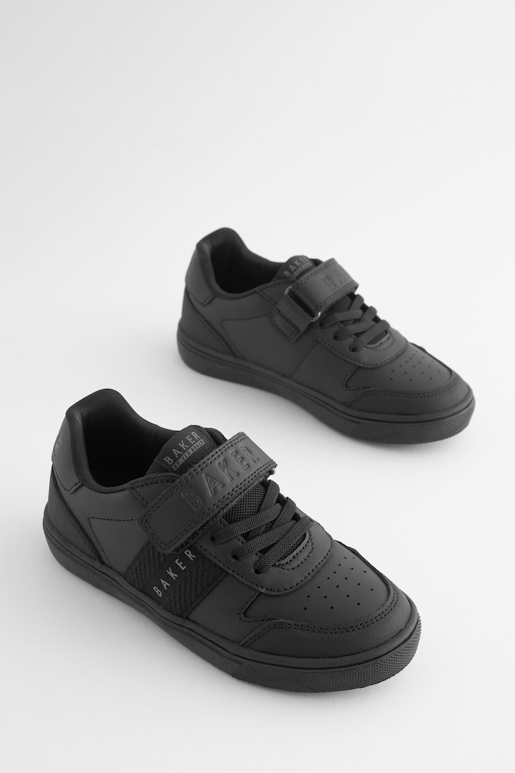 Baker by Ted Baker Boys Black Back to School Branded Tape Trainers - Image 1 of 6