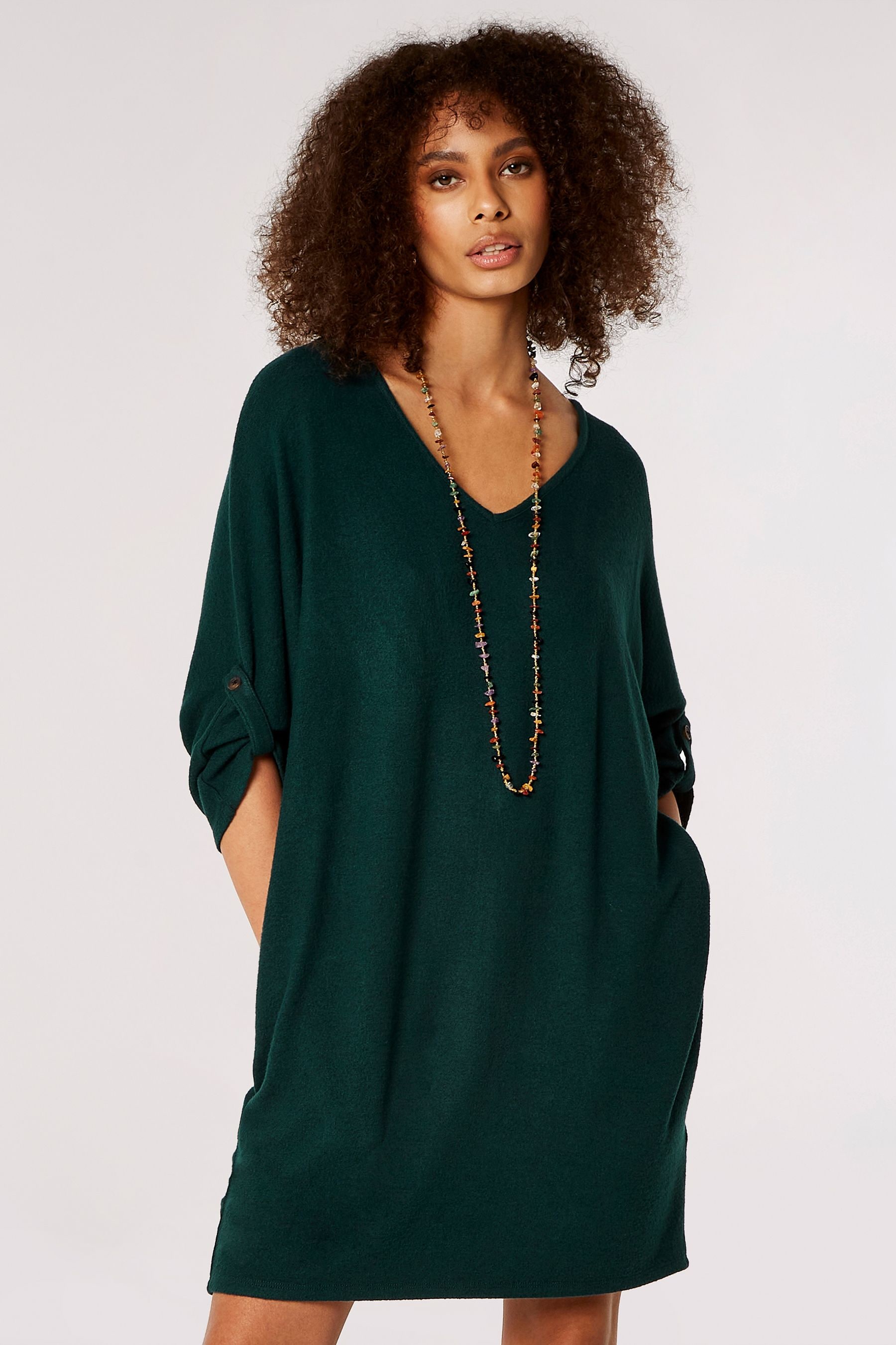 Buy Apricot Green Heavy Soft Batwing Cocoon Dress from the Next UK online shop
