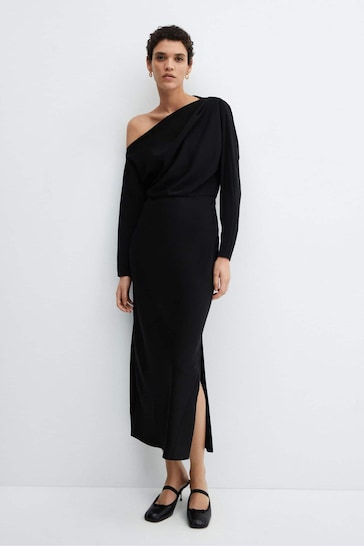 Mango Black Asymmetrical Dress With Slit