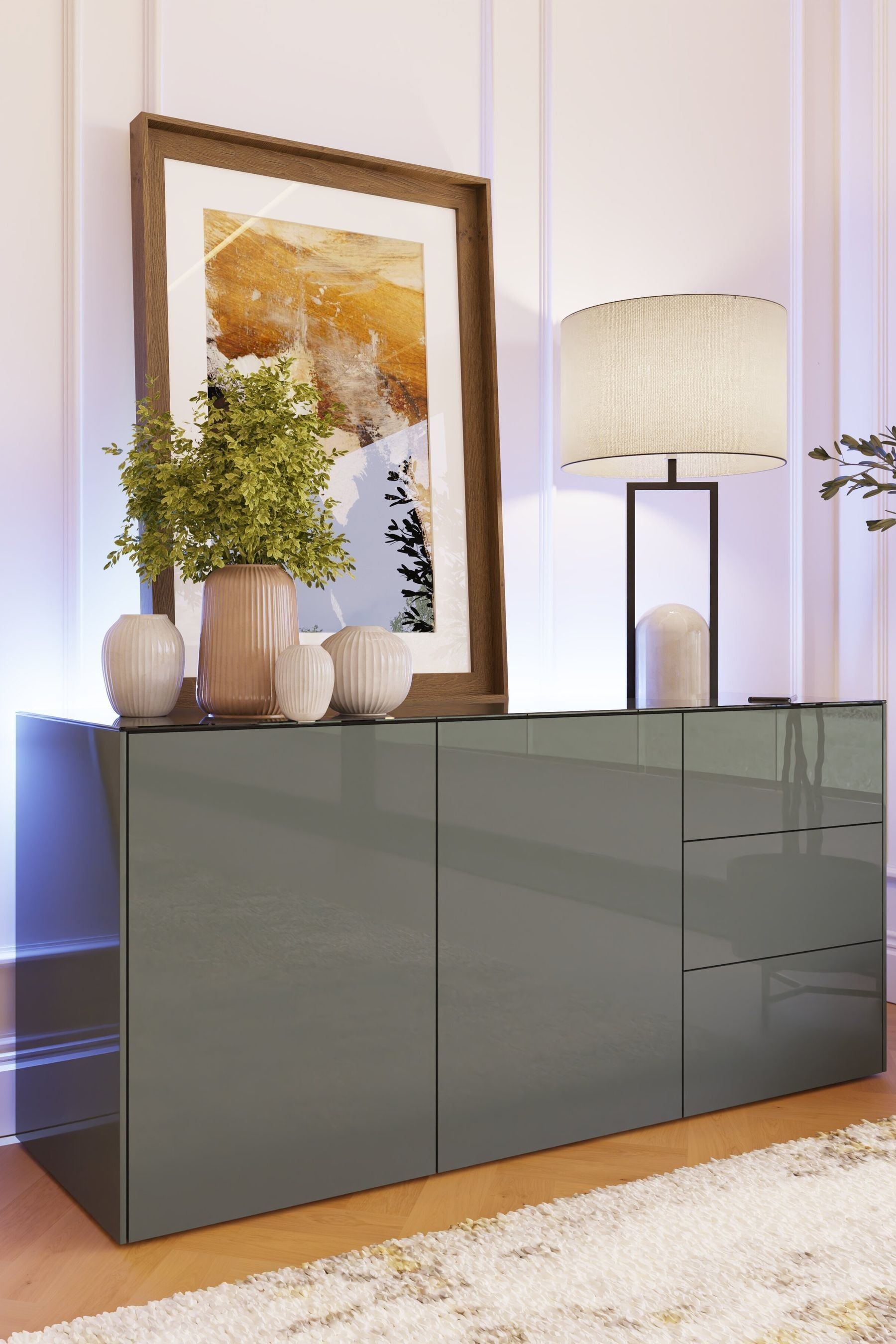 Grey led outlet sideboard