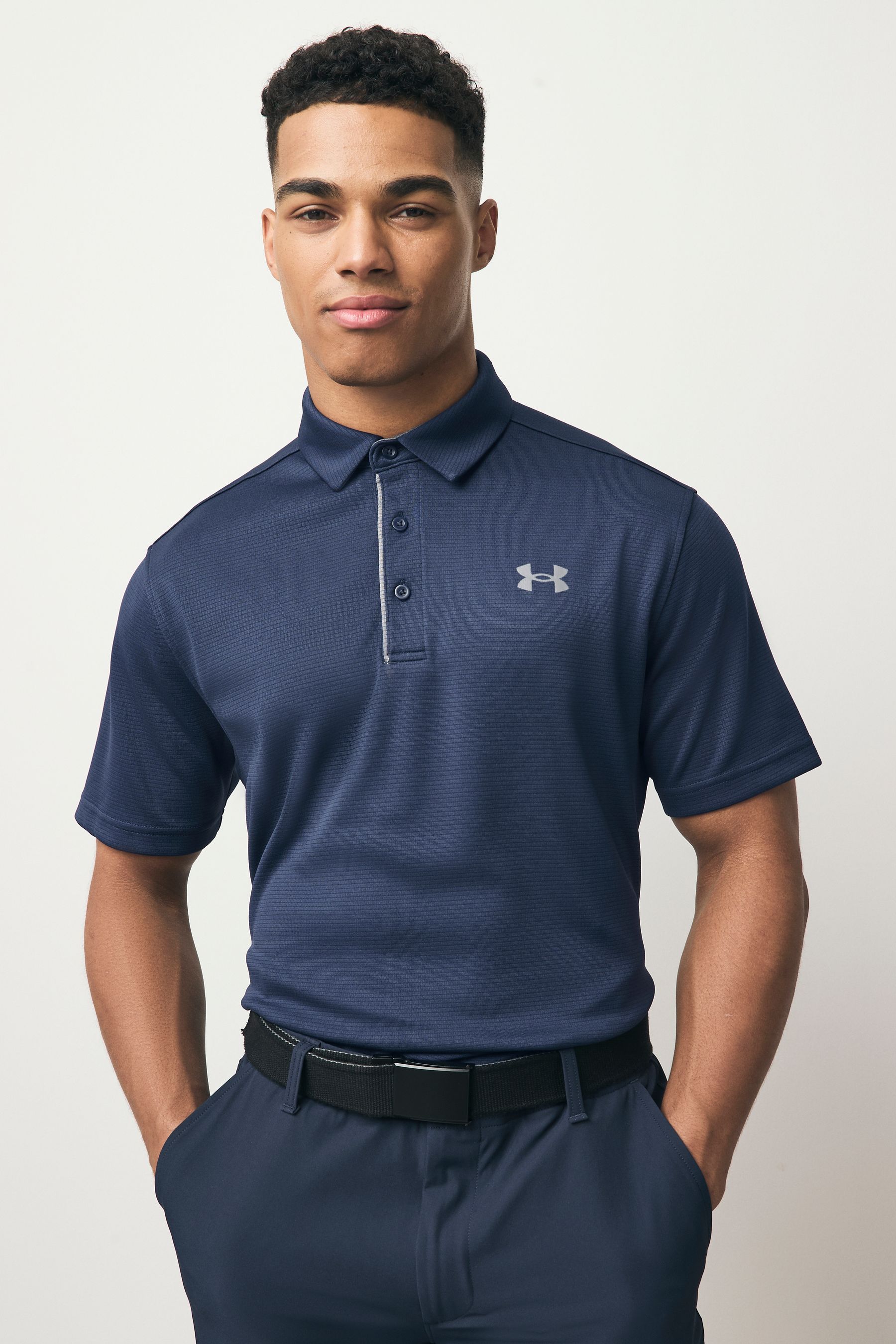 Buy Under Armour Navy Grey Golf Tech 100 Cotton Polo Shirt from Next Germany