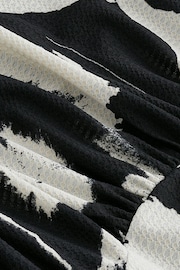 Black/White Mono Floral Long Sleeve Mini Dress - Image 6 of 6