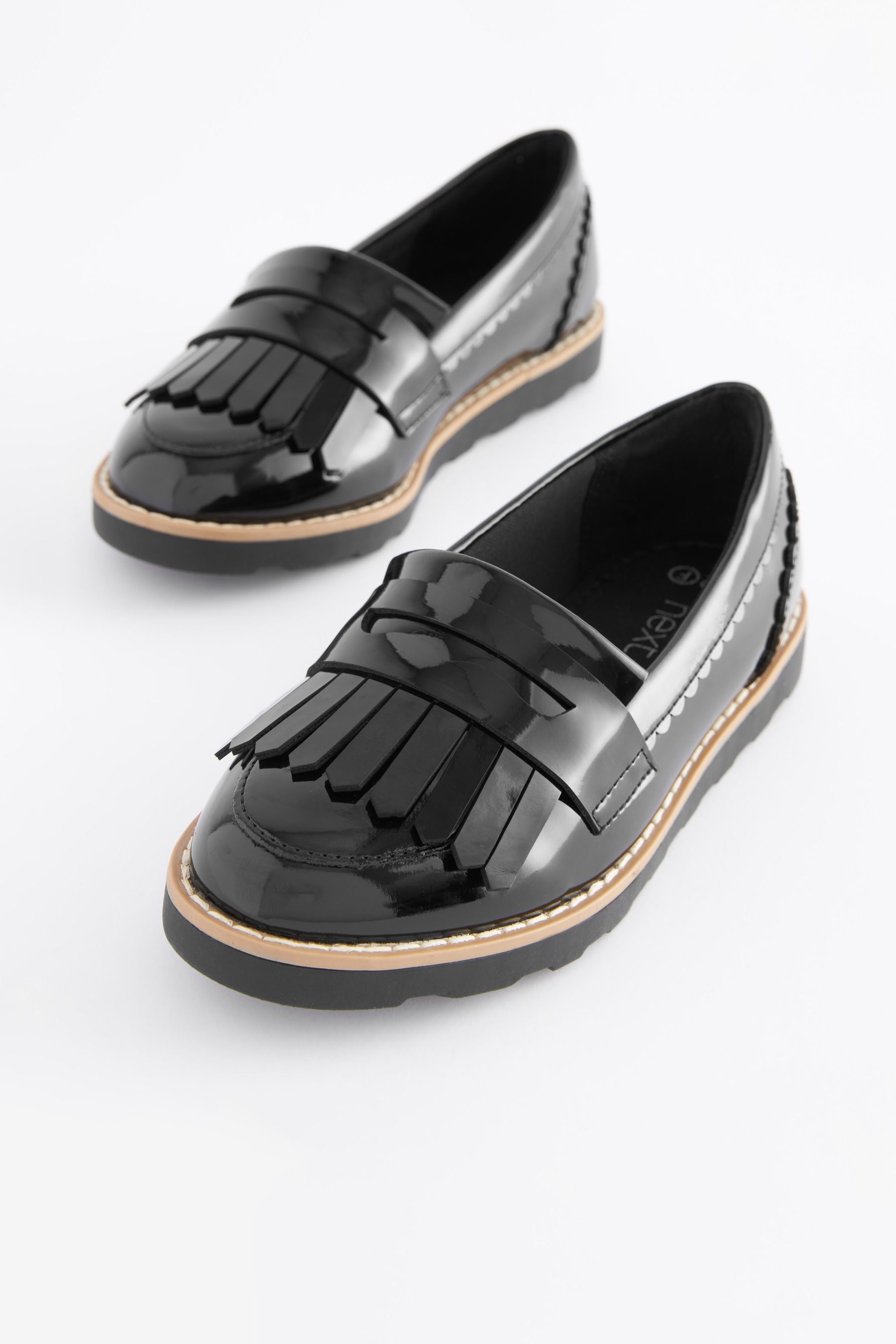 Buy Black Patent Narrow Fit E School Tassel Loafers from the Next UK online shop