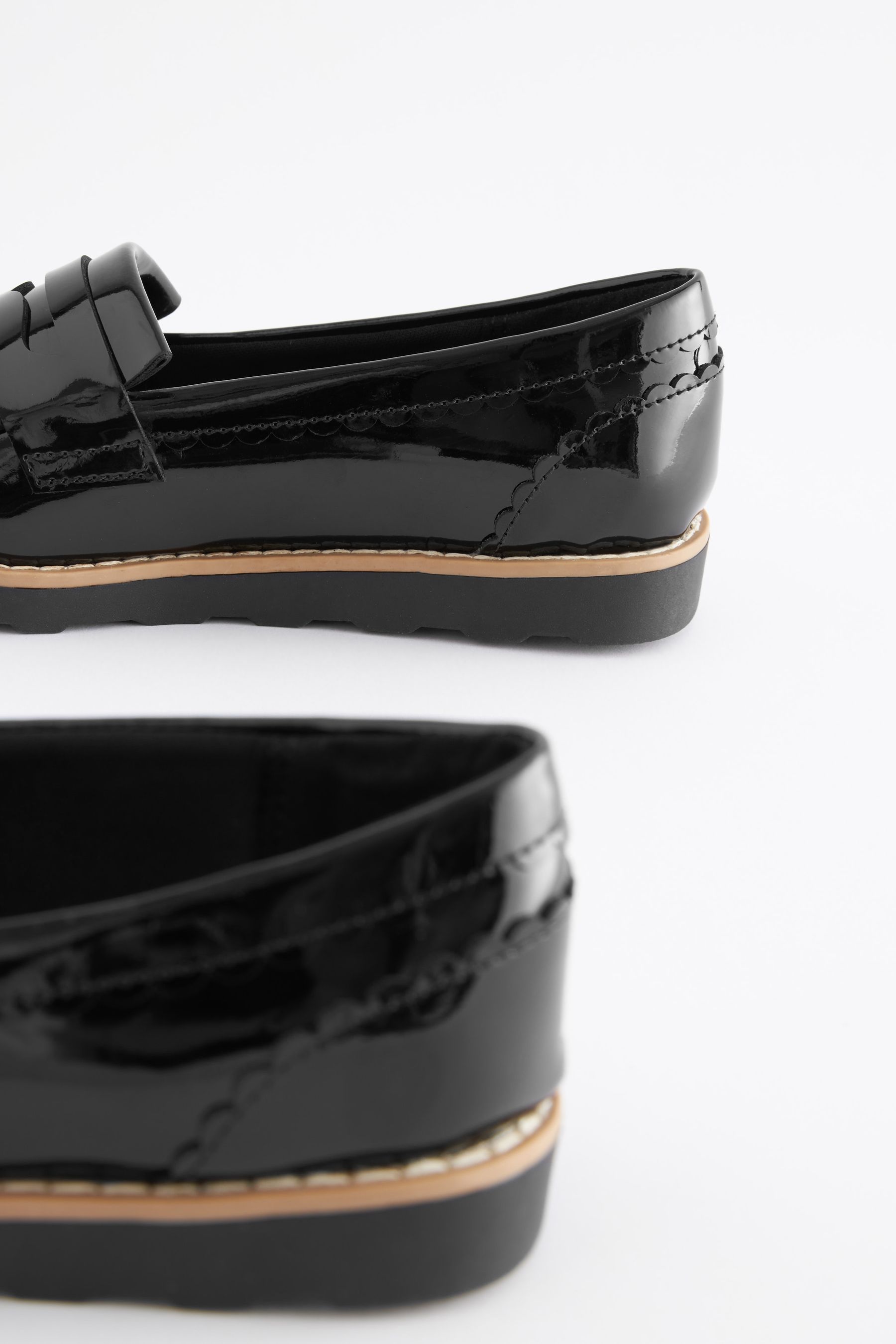 Buy Black Patent Narrow Fit E School Tassel Loafers from the Next UK online shop
