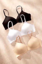 Black/White/Nude Pad Non Wire Nursing Cotton Blend Bras 3 Pack - Image 1 of 20