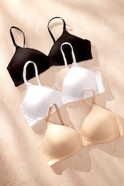 Black/White/Nude Pad Non Wire Nursing Cotton Blend Bras 3 Pack - Image 3 of 20