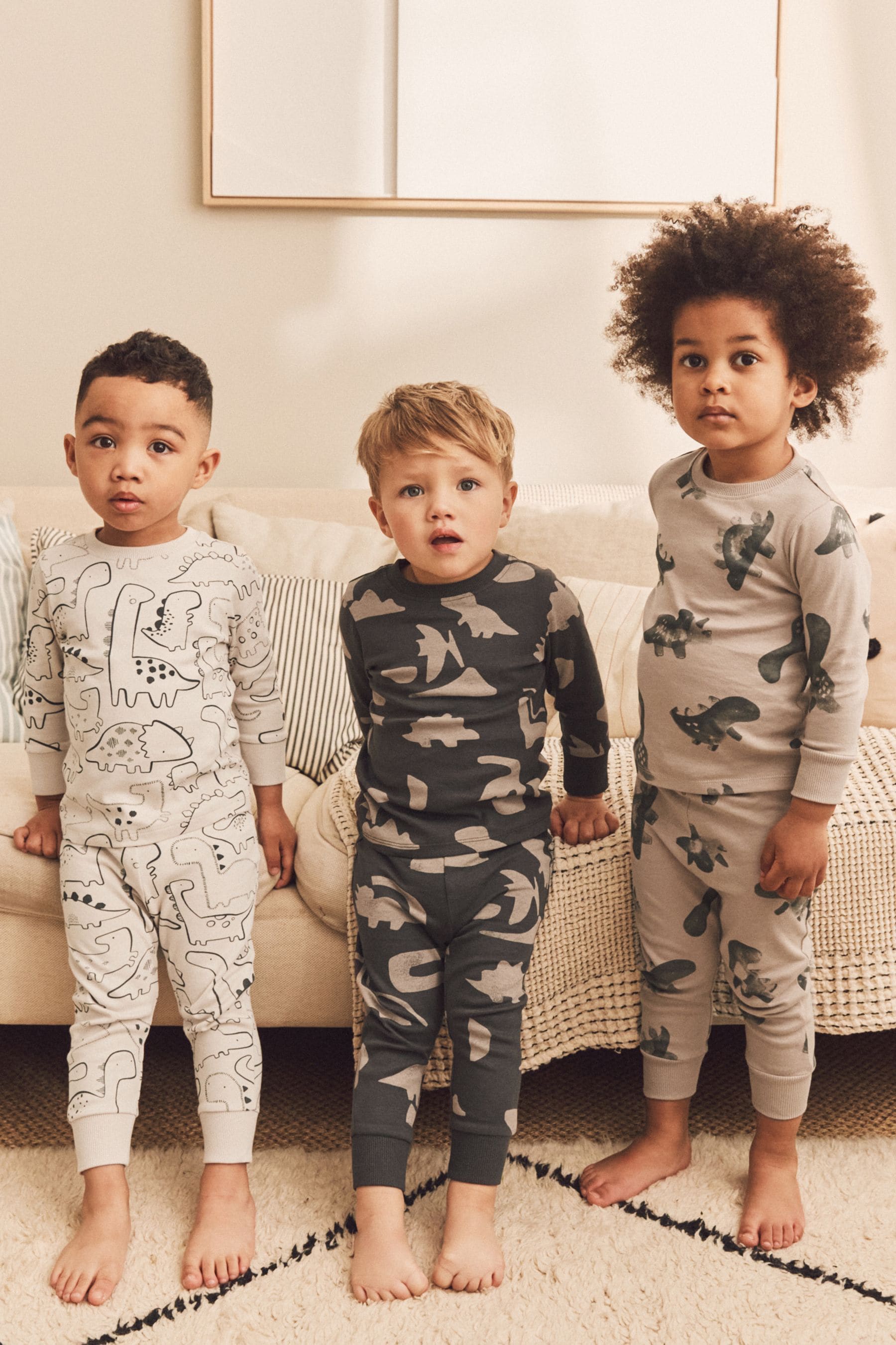 Buy Neutral Tan Brown Dinosaur Snuggle Pyjamas 3 Pack 9mths 10yrs from Next Australia