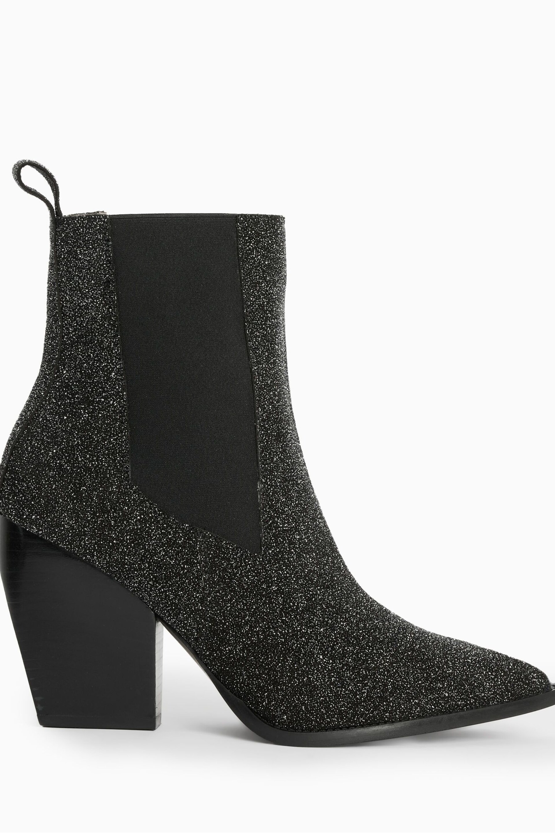 AllSaints Black Sparkle Ria Boots - Image 1 of 7
