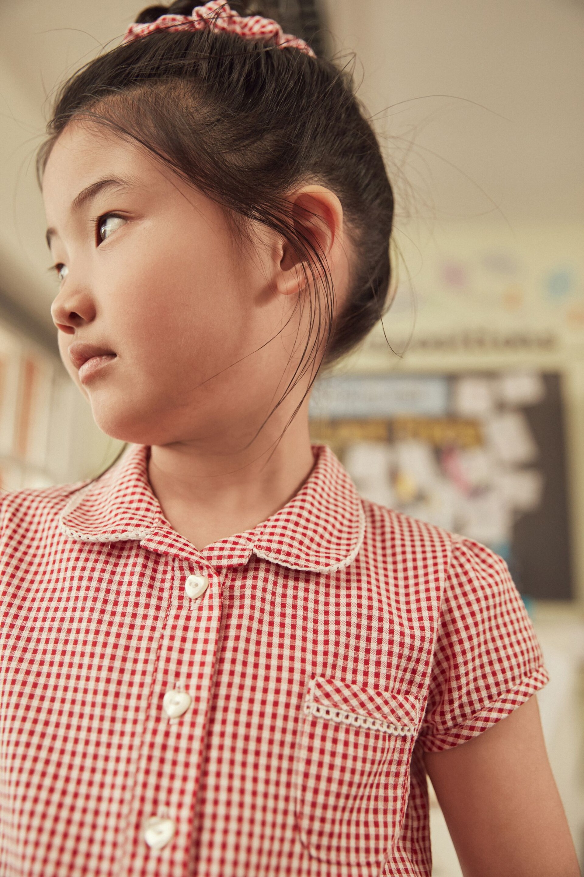 Red Gingham Cotton Rich Belted School Dress With Scrunchie (3-14yrs) - Image 4 of 9