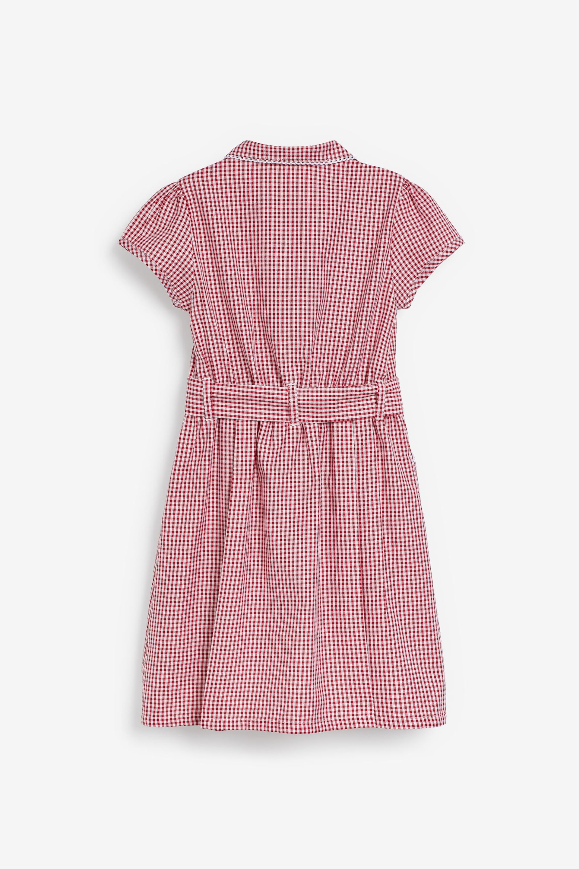 Red Gingham Cotton Rich Belted School Dress With Scrunchie (3-14yrs) - Image 6 of 9