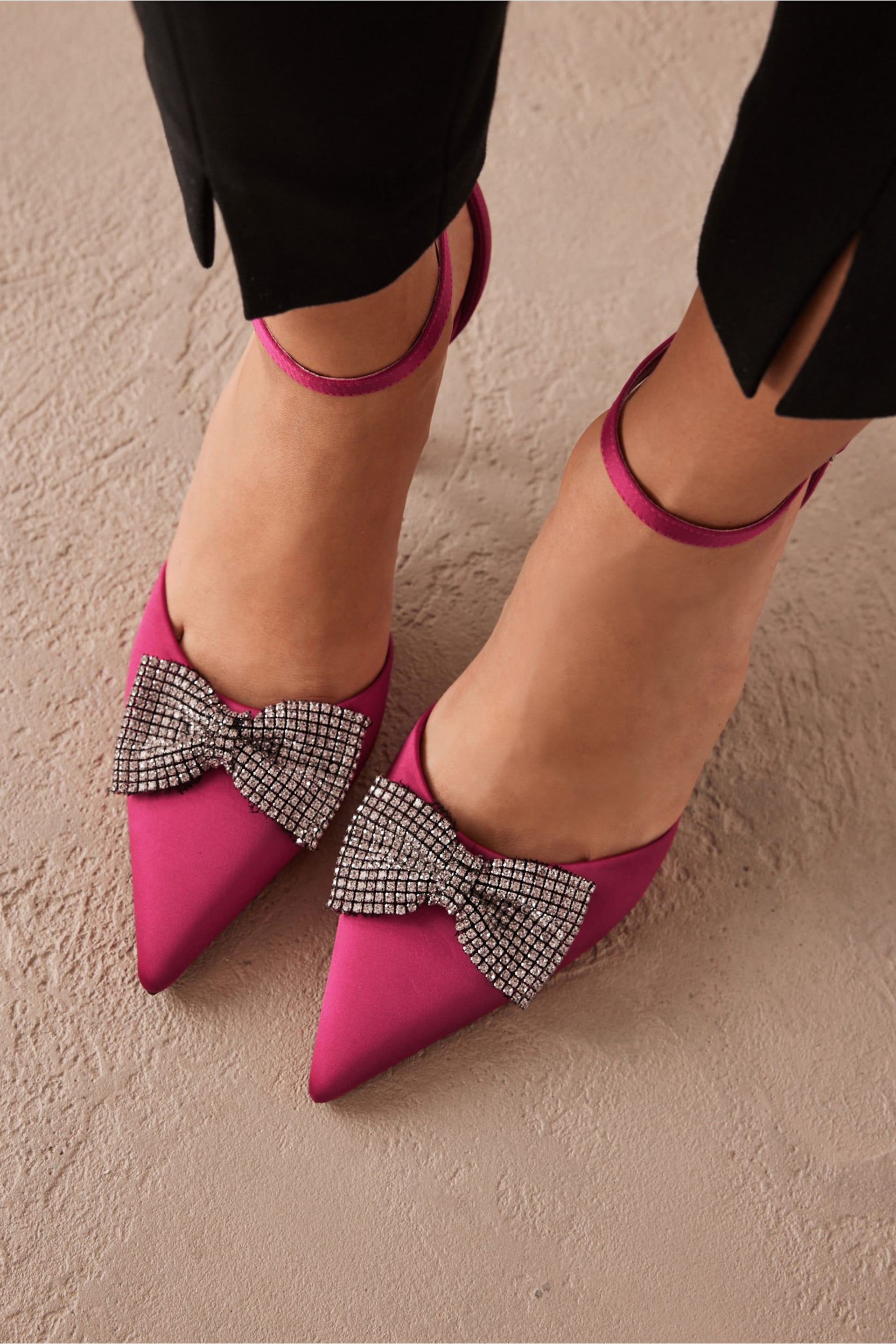 Pink Forever Comfort® Bow Point Toe Heels - Image 5 of 10