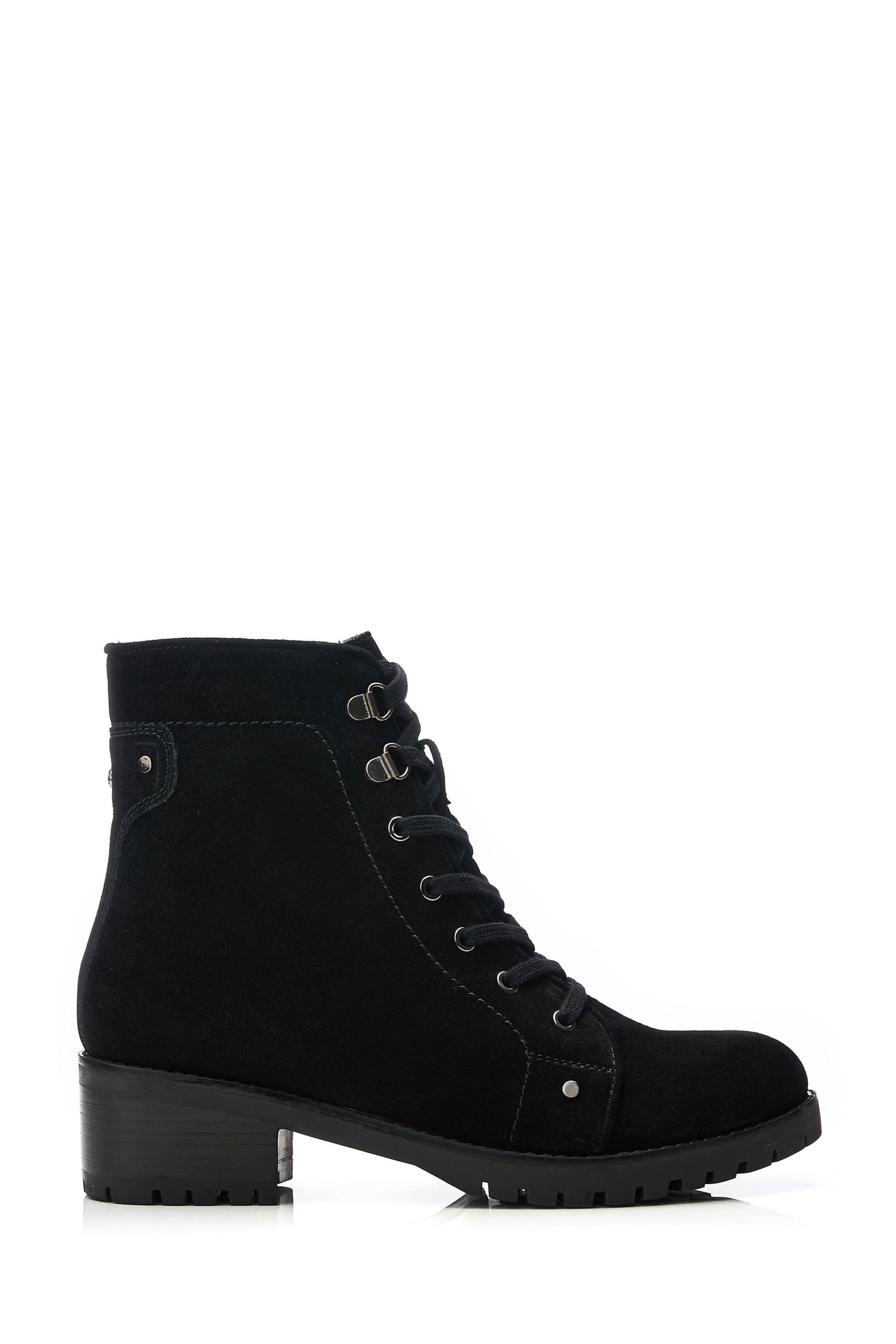 Moda in Pelle Batilda Cleated Lace up Hiker Black Boots - Image 1 of 4