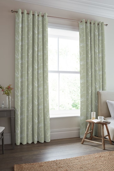 Laura Ashley Moss Green Pussy Willow Made to Measure Curtains