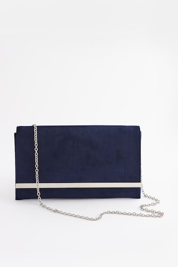 Navy Clutch Bag With Detachable Cross-Body Chain