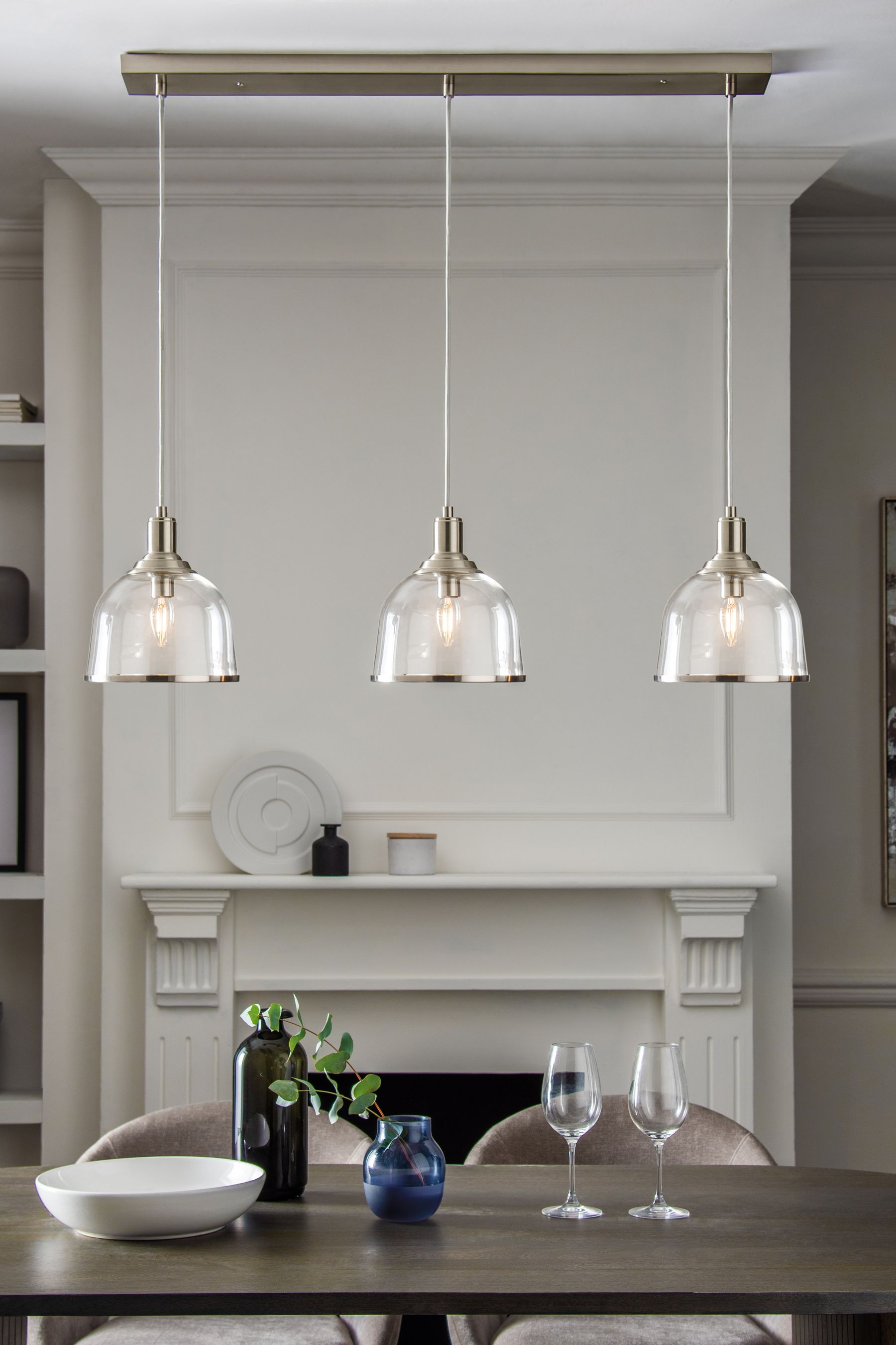 Buy Brushed Chrome Gloucester 3 Light Pendant Ceiling Light from the Next UK online shop