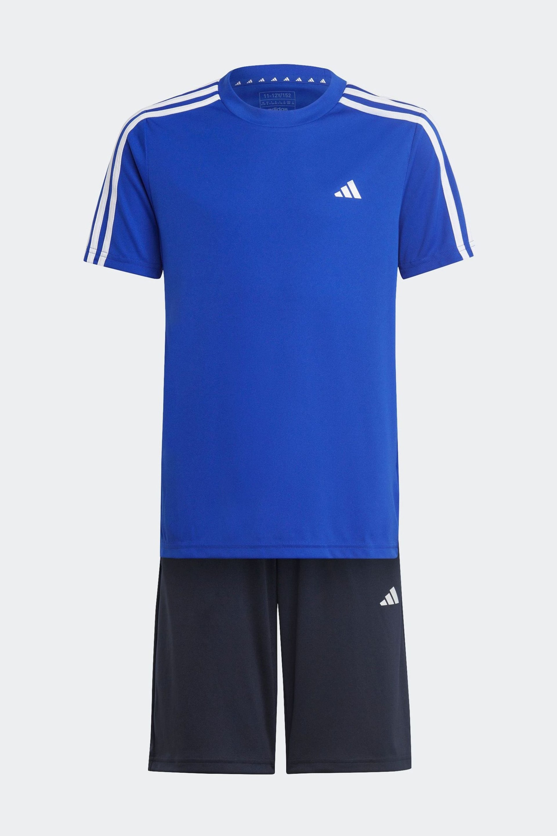 adidas Blue/Black Sportswear Train Essentials Aeroready 3-Stripes Regular-Fit Training Set - Image 1 of 6