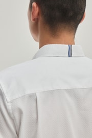 White/Blue Floral Regular Fit Trimmed Formal Shirt - Image 5 of 9