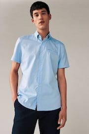 Light Blue Slim Fit 100% Cotton Trimmed Formal Short Sleeve Shirt - Image 4 of 6