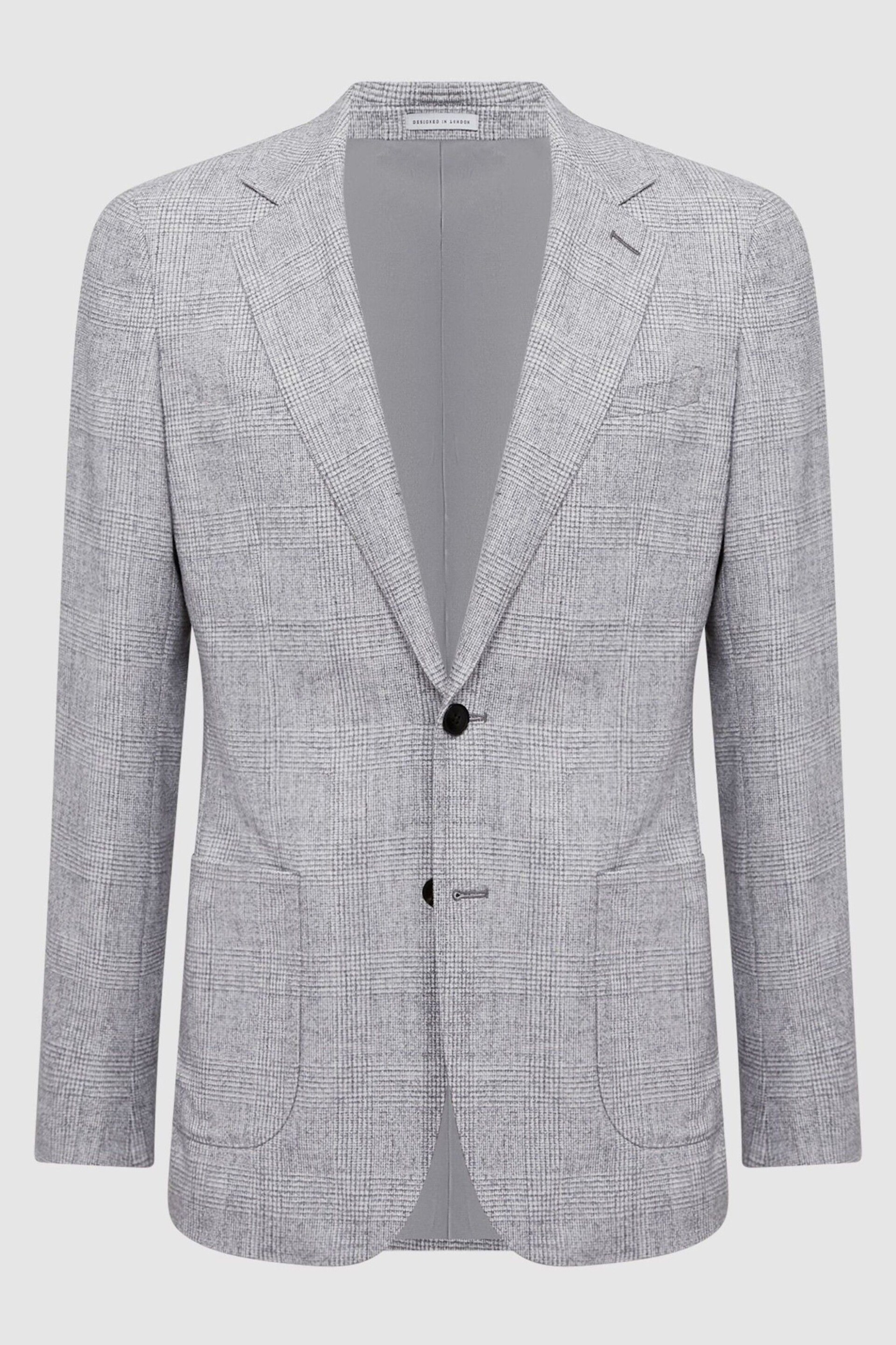 Reiss Grey Lindhurst Single Breasted Check Blazer - Image 2 of 6