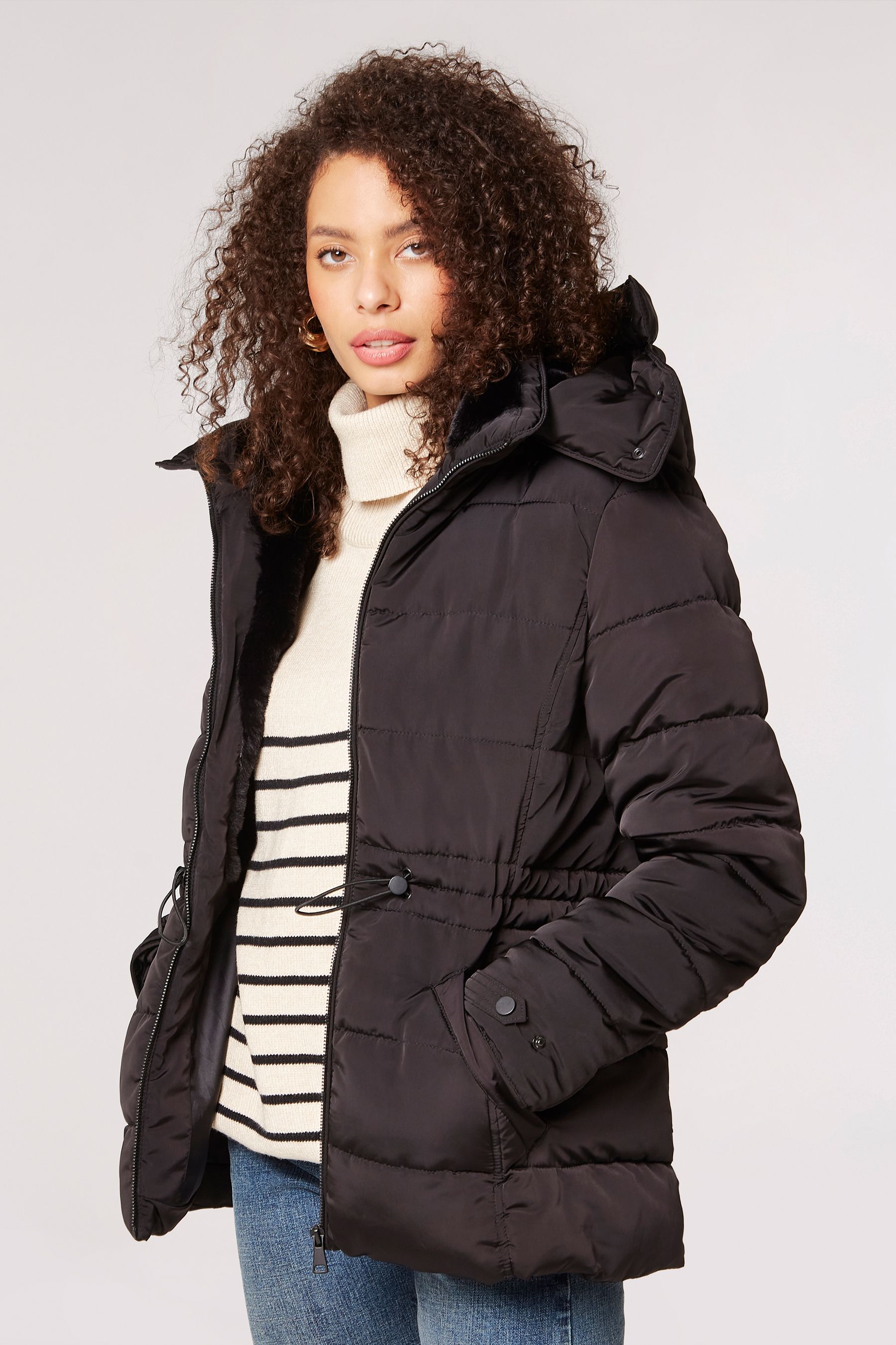 Womens fur lined puffer coat on sale