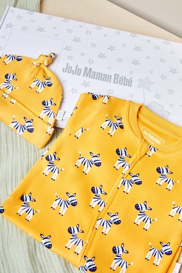 JoJo Maman Bébé Mustard Yellow Zebra 2-Piece Letter Box Gift Set